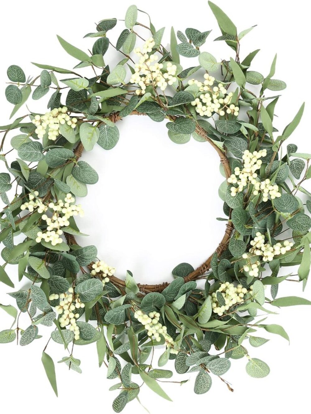20'' Eucalyptus Wreath for Front Door Porch Decor, Spring Summer